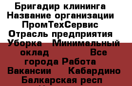 Бригадир клининга › Название организации ­ ПромТехСервис › Отрасль предприятия ­ Уборка › Минимальный оклад ­ 30 000 - Все города Работа » Вакансии   . Кабардино-Балкарская респ.,Нальчик г.